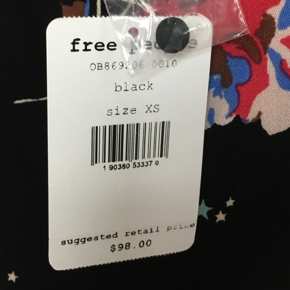 NWT FREE PEOPLE BACK TO BASICS TUNIC Black Floral - Picture 5 of 8